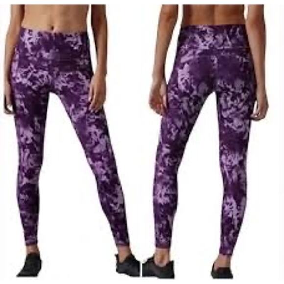Athleta Printed Rainier Tight Legging Size M Spliced Floral Basalt Violet Purple - Picture 1 of 10